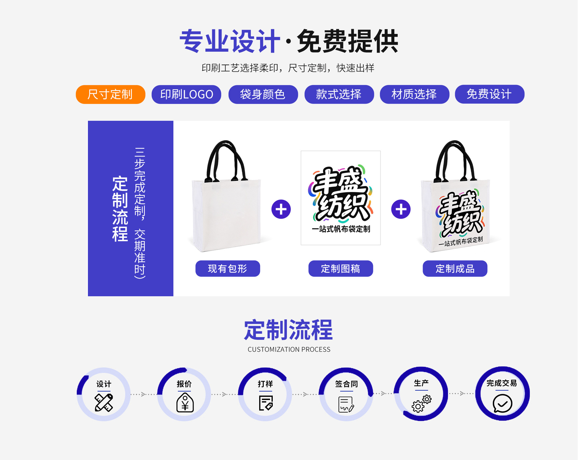 纺织帆布袋店铺首页视觉作品